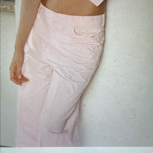 Zara Light Pink high rise Wide-Leg Pants- new - Picture 2 of 11